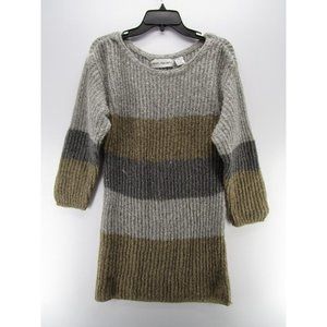 VINTAGE Sweater Dress Medium Peasant Striped Preppy Ann Stevens 90s